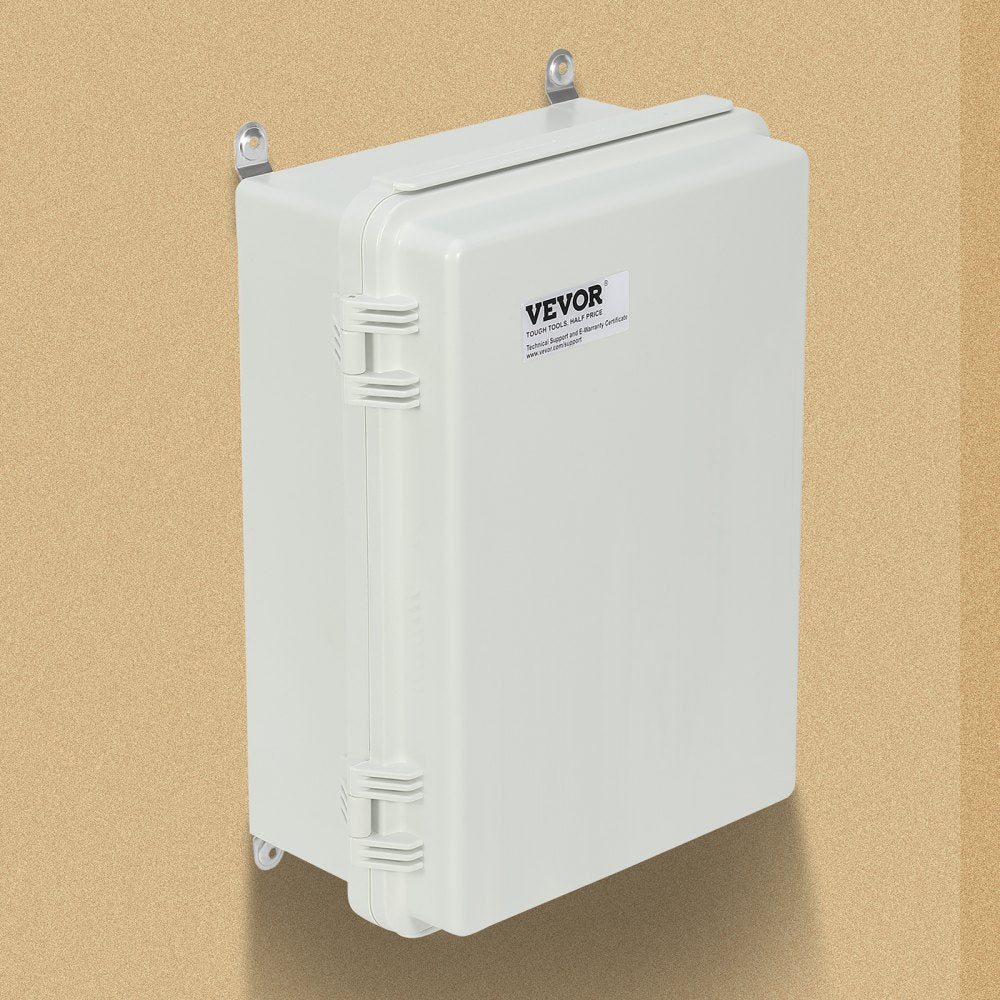 VEVOR Outdoor Electrical Junction Box, 11.81 x 7.87 x 7.08 in, ABS Plastic Electrical Enclosure Box with Hinged Cover Stainless Steel Latch, IP67 Dustproof Waterproof for Outdoor Electrical Projects