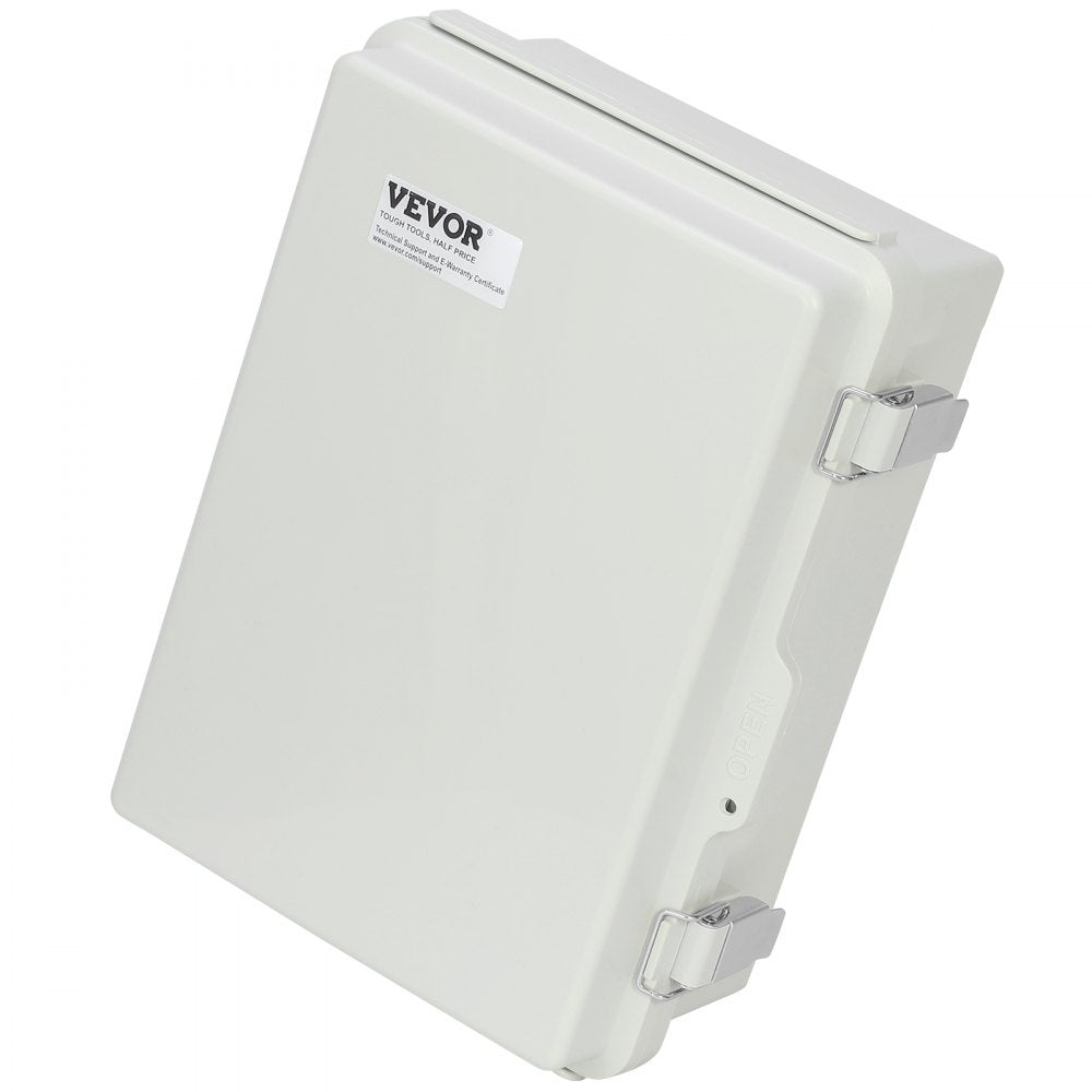 VEVOR Outdoor Electrical Junction Box, 11.81 x 7.87 x 7.08 in, ABS Plastic Electrical Enclosure Box with Hinged Cover Stainless Steel Latch, IP67 Dustproof Waterproof for Outdoor Electrical Projects