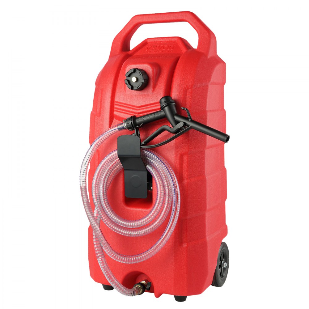 VEVOR 16 Gallon Fuel Caddy, 7.8 L/min, Portable Gas Storage Tank Container with Rubber Wheels, Gravity-flow Mode, Fuel Transfer Storage Tank for Gasoline Diesel Machine Oil Car Mowers Boat Motorcycle