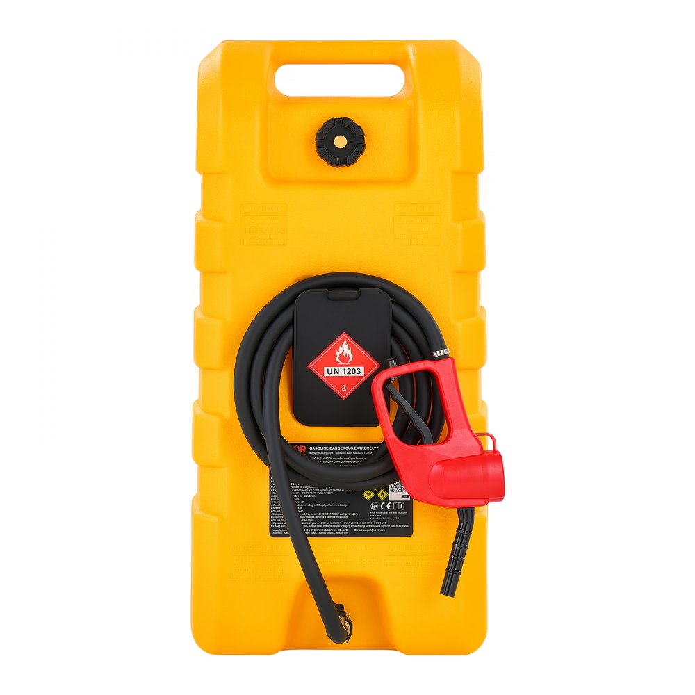 VEVOR 15 Gallon Fuel Caddy Portable Fuel Gas Transfer Tank with Manual Pump, for Gasoline Diesel Storage, Car, ATV, Boat, Lawn Mower, Motorcycle, Tractor, Gas Container Can with Wheels & Hose, Yellow