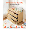 VEVOR 3 Drawer Rattan Dresser, Modern Closet Dresser for Bedroom, Natural Rattan Chest of Drawers with Metal Handles & Wooden Legs, Chest Clothing Organizer & Storage for Bedroom, Living Room, Hallway