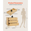 VEVOR 3 Drawer Rattan Dresser, Modern Closet Dresser for Bedroom, Natural Rattan Chest of Drawers with Metal Handles & Wooden Legs, Chest Clothing Organizer & Storage for Bedroom, Living Room, Hallway