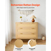 VEVOR 3 Drawer Rattan Dresser, Modern Closet Dresser for Bedroom, Natural Rattan Chest of Drawers with Metal Handles & Wooden Legs, Chest Clothing Organizer & Storage for Bedroom, Living Room, Hallway