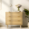 VEVOR 3 Drawer Rattan Dresser, Modern Closet Dresser for Bedroom, Natural Rattan Chest of Drawers with Metal Handles & Wooden Legs, Chest Clothing Organizer & Storage for Bedroom, Living Room, Hallway