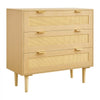 VEVOR 3 Drawer Rattan Dresser, Modern Closet Dresser for Bedroom, Natural Rattan Chest of Drawers with Metal Handles & Wooden Legs, Chest Clothing Organizer & Storage for Bedroom, Living Room, Hallway