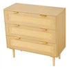 VEVOR 3 Drawer Rattan Dresser, Modern Closet Dresser for Bedroom, Natural Rattan Chest of Drawers with Metal Handles & Wooden Legs, Chest Clothing Organizer & Storage for Bedroom, Living Room, Hallway