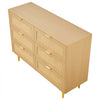VEVOR 6 Drawer Rattan Dresser, Double Dresser for Bedroom, Natural Rattan Chest of Drawers with Metal Handles & Legs, Modern Wood Chest Clothing Organizer & Storage for Bedroom, Living Room, Hallway