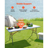 VEVOR Folding Table, 6 Ft Heavy Duty Portable Fold-in-Half Utility Table, Indoor Outdoor Plastic Rectangle Table with Built in Handle, for Party, Dining, Wedding, Events, Picnic, Camping, White