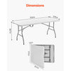 VEVOR Folding Table, 6 Ft Heavy Duty Portable Fold-in-Half Utility Table, Indoor Outdoor Plastic Rectangle Table with Built in Handle, for Party, Dining, Wedding, Events, Picnic, Camping, White