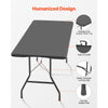 VEVOR Folding Table, 6 Ft Heavy Duty Portable Fold-in-Half Utility Table, Indoor Outdoor Plastic Rectangle Table with Built in Handle, for Party, Dining, Wedding, Events, Picnic, Camping, Black