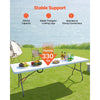 VEVOR Folding Table, 8 Ft Heavy Duty Portable Fold-in-Half Utility Table, Indoor Outdoor Plastic Rectangle Table with Built in Handle, for Party, Dining, Wedding, Events, Picnic, Camping, White