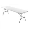 VEVOR Folding Table, 8 Ft Heavy Duty Portable Fold-in-Half Utility Table, Indoor Outdoor Plastic Rectangle Table with Built in Handle, for Party, Dining, Wedding, Events, Picnic, Camping, White