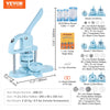 VEVOR 3-IN-1 Button Maker, 1/1.25/2.28 inch(25/32/58mm) Pin Maker, 300pcs Button Parts, Button Maker Machine with Panda Magic Book, Ergonomic Arc Handle Punch Press Kit, For Children DIY Gifts, Blue