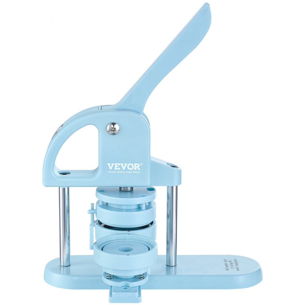 VEVOR 3-IN-1 Button Maker, 1/1.25/2.28 inch(25/32/58mm) Pin Maker, 300pcs Button Parts, Button Maker Machine with Panda Magic Book, Ergonomic Arc Handle Punch Press Kit, For Children DIY Gifts, Blue