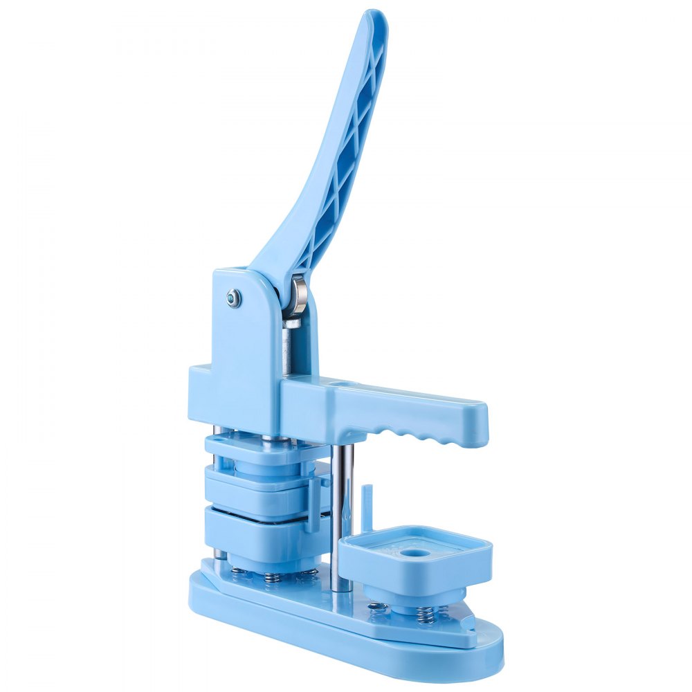 VEVOR Button Maker Machine, 1.97 x 1.97 in Square, Plastic Pin Maker with Tinplate Front Shells, Plastic Back Covers, Magnetic Backings and Transparent Films, Ergonomic Handle, for DIY Badges, Blue