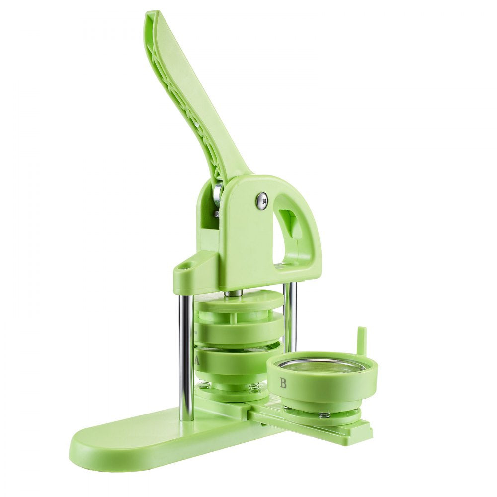 VEVOR Button Maker Machine, 2.28/2.95 inch 2-in-1, Plastic Pin Maker with 200 pcs Button Parts, Circle Cutter and Magic Book, Reinforced Ergonomic Handle, for DIY Badges, Personalized Pins, Green
