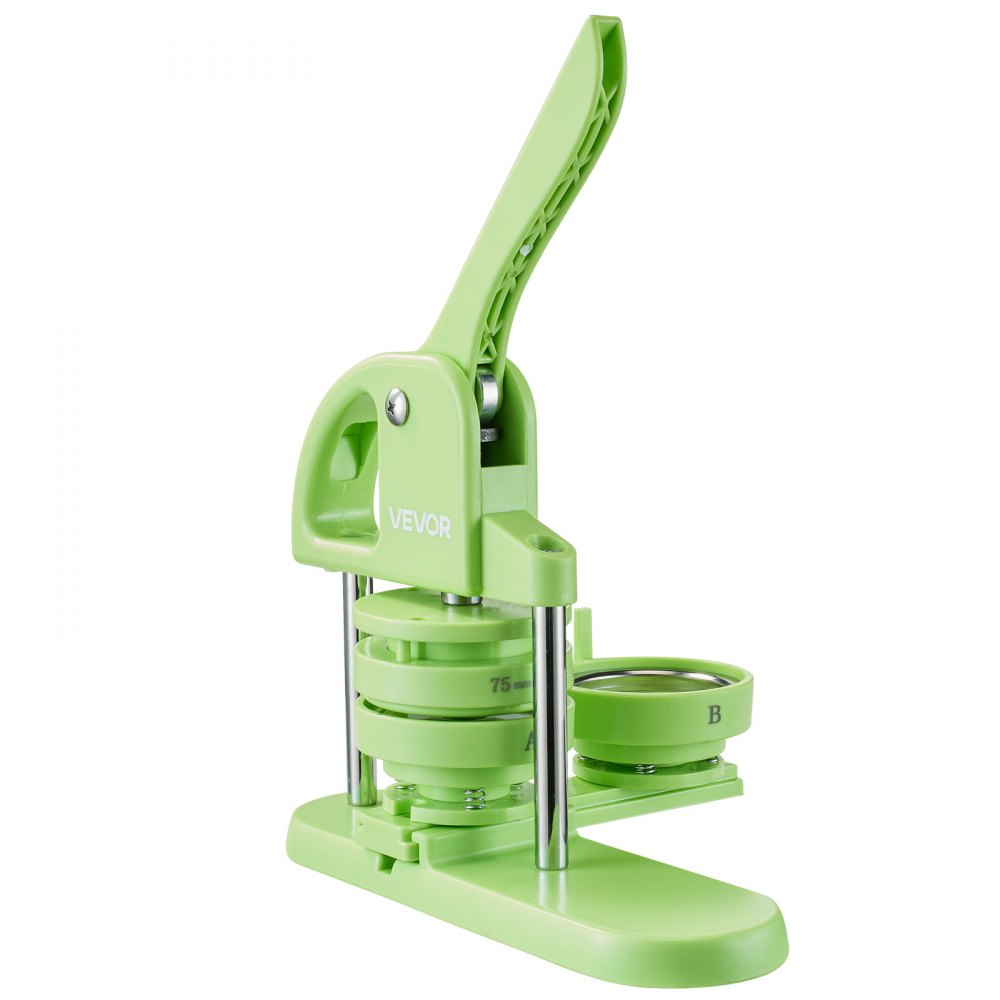 VEVOR Button Maker Machine, 2.95 in, Plastic Pin Maker with 100pcs Button Parts, Circle Cutter and Magic Book, Reinforced Ergonomic Handle, for DIY Badges, Personalized Pins and Key Chains, Green