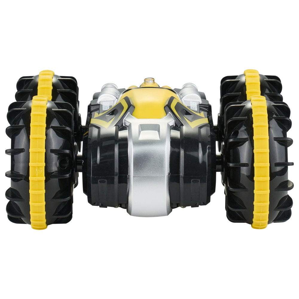 VEVOR Amphibious Remote Control Car Boat, 2.4GHz 12 km/h, 4WD Waterproof RC Car for Kids, 360° Rotating Stunt Car with 2 Batteries, All Terrain Water Beach Pool Toy for 6+ Year Old Boys Girls, Yellow
