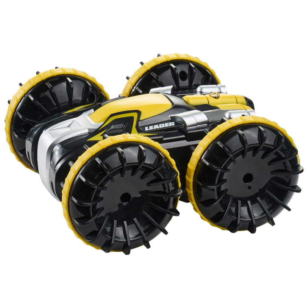 VEVOR Amphibious Remote Control Car Boat, 2.4GHz 12 km/h, 4WD Waterproof RC Car for Kids, 360° Rotating Stunt Car with 2 Batteries, All Terrain Water Beach Pool Toy for 6+ Year Old Boys Girls, Yellow