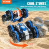 VEVOR Amphibious Remote Control Car Boat, 2.4GHz 12 km/h, 4WD Waterproof RC Car for Kids, 360° Rotating Stunt Car with 2 Batteries, All Terrain Water Beach Pool Toy for 6+ Year Old Boys Girls, Blue