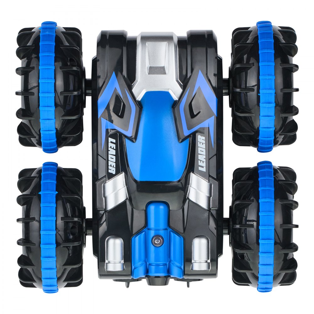 VEVOR Amphibious Remote Control Car Boat, 2.4GHz 12 km/h, 4WD Waterproof RC Car for Kids, 360° Rotating Stunt Car with 2 Batteries, All Terrain Water Beach Pool Toy for 6+ Year Old Boys Girls, Blue