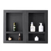 VEVOR Shower Niche, 16 x 24 inch + 16 x 24 inch Recessed Wall Niche with Movable Shelf, 4 inch Thick Modern Soap&Shampoo Storage Organizer,Square Corners,Sealed Waterproof,Black for Bathroom Shower