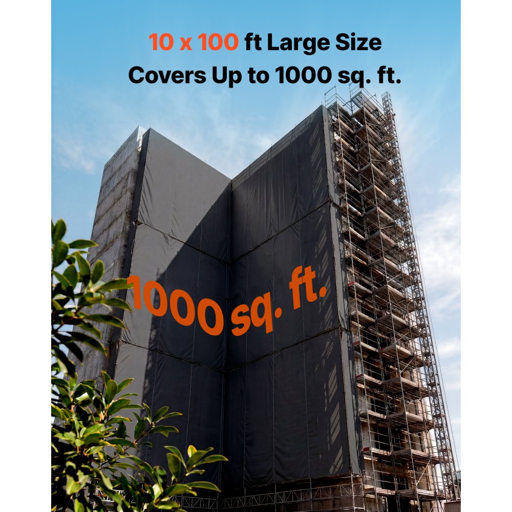 VEVOR 12 Mil Plastic Sheeting 10' x 100' Heavy Duty Thick Polyethylene Roll, Plastic Drop Cloth Painters Tarp, Polyethylene Covering for Crawl Space Vapor Barrier, Weed Control, Garden, Black & White