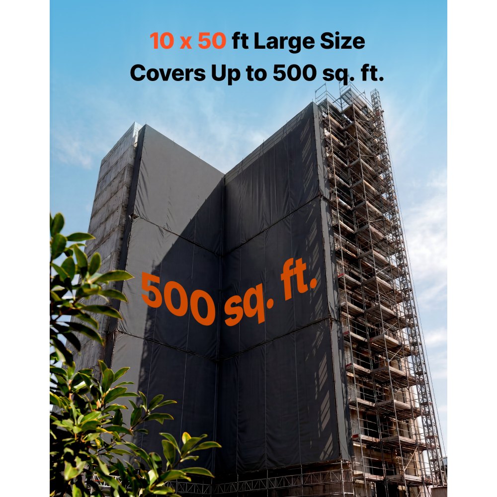 VEVOR 12 Mil Plastic Sheeting 10' x 50' Heavy Duty Thick Polyethylene Roll, Plastic Drop Cloth Painters Tarp, Polyethylene Covering for Crawl Space Vapor Barrier, Weed Control, Garden, Black & White