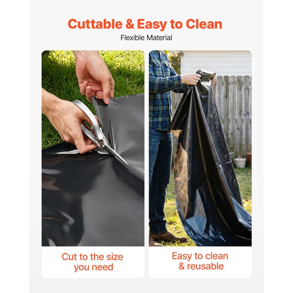 VEVOR 4 Mil Plastic Sheeting 6' x 100' Black Heavy Duty Polyethylene Roll, Thick Plastic Roll for Garden, Drop Cloth Painters Tarp, Polyethylene Covering for Crawl Space Vapor Barrier, Weed Control