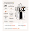 VEVOR Alcohol Still, 13.2 Gal / 50 L Stainless Steel Water Alcohol Distiller with Copper Coil for Fast Cooling, Dual Condenser Distiller Kit with Secondary Distillation, for Wine Whisky Brandy, Silver