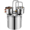 VEVOR Alcohol Still, 13.2 Gal / 50 L Stainless Steel Water Alcohol Distiller with Copper Coil for Fast Cooling, Dual Condenser Distiller Kit with Secondary Distillation, for Wine Whisky Brandy, Silver