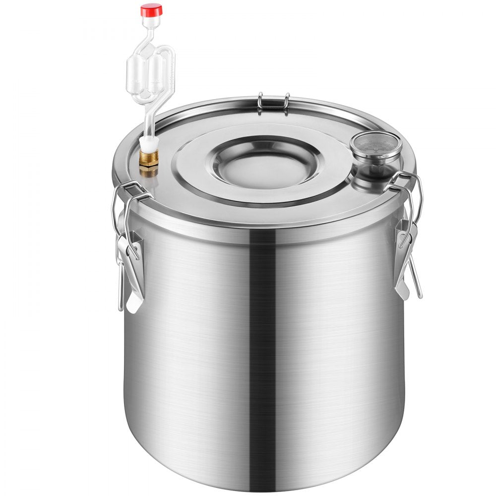 VEVOR Alcohol Still, 13.2 Gal / 50 L Stainless Steel Water Alcohol Distiller with Copper Coil for Fast Cooling, Dual Condenser Distiller Kit with Secondary Distillation, for Wine Whisky Brandy, Silver