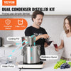 VEVOR Alcohol Still, 3 Gal / 11.4 L Stainless Steel Water Alcohol Distiller with Coil Cooling, Home Brewing Refining Fermentation Kit with Dual Display Thermometer, for Wine Whisky Brandy, Silver