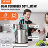VEVOR Alcohol Still, 8 Gal / 30 L Stainless Steel Water Alcohol Distiller with Copper Coil for Fast Cooling, Dual Condenser Distiller Kit with Secondary Distillation, for Wine Whisky Brandy, Silver
