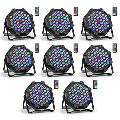 Vevor Stage Lights LED Par Lights 8-Pack RGB DJ Uplighting with Remote, DMX Control & 6 Effects New