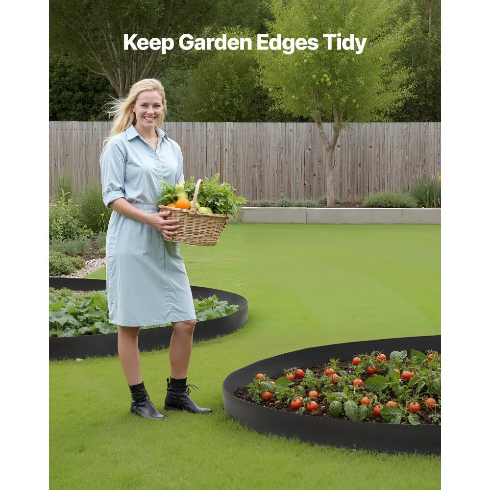 VEVOR Landscape Edging, 66 ft x 4 in Plastic Garden Border Edging with 60 Spikes & 2 Ground Stakes, No Dig, Flexible Lawn Edgings Roll, UV-Resistant Mini Fence Borders for Flower Beds Yard Paver