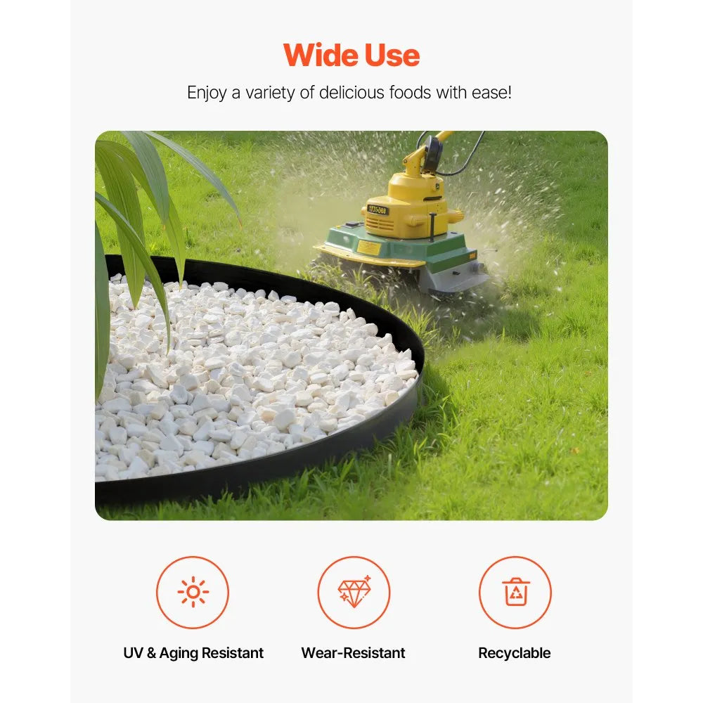 VEVOR Landscape Edging, 66 ft x 4 in Plastic Garden Border Edging with 60 Spikes & 2 Ground Stakes, No Dig, Flexible Lawn Edgings Roll, UV-Resistant Mini Fence Borders for Flower Beds Yard Paver