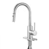 VEVOR Single Handle Sink Faucet, Brushed Nickel Kitchen Faucet with Pull Down Sprayer, Suitable for Bathroom, RV, Bar Sink, Public Restroom, Stream & Spray Dual Water Flow Modes, Leak-Proof Valve