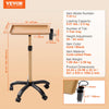 VEVOR Salon Tray Cart, 30"-43" Height Adjustable Rolling Salon Tray, Cold-rolled Plate Tattoo Tray with 5 Wheels (2 Lockable) for SPA Barber Clinic, Gold & Black