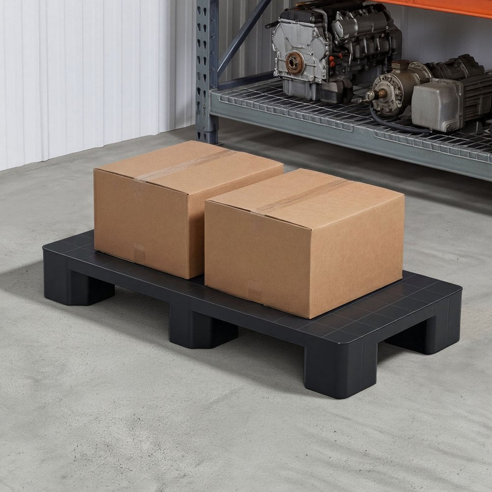 VEVOR Plastic Pallet, 1 Pc Plastic Pallet for Basement Storage, Lightweight Waterproof Floor Storage Pad for Indoor Outdoor Supermarket Warehouse, Support up to 2205 lbs, 39.4" x 19.7" x 5.4", Black