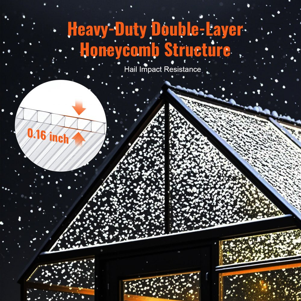 VEVOR 6 Pack Polycarbonate Greenhouse Panels, 2' X 4' X 0.16'' Roof Panels Sheets, Waterproof UV Protected Corrugated Plastic Roofing, Impact Resistance Clear Roofing Sheets for Greenhouse/Garden