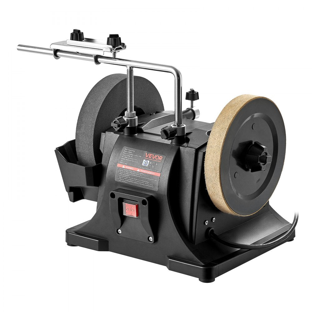 VEVOR 8-Inch Wet Sharpening System, Water-Cooled Knife Grinder Machine with 155 RPM Grinding Speed, Vertical/Horizontal Two-Direction Wet Stone Grinder, Wet Bench Grinder for Knife, Chisel, Knife, Axe