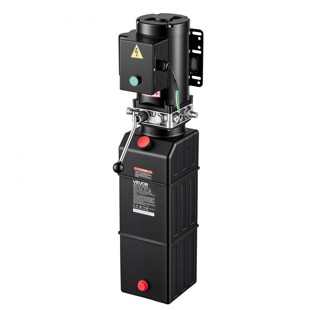 VEVOR 15 Quart Hydraulic Pump, 2.2KW Hydraulic Motor Dump Trailer Pump Single Acting, 3200 PSI Max Relief Pressure, 1.7 GPM Flow Rate, AC220-240V Hydraulic Power Unit Car Lift (Vertical Installation)