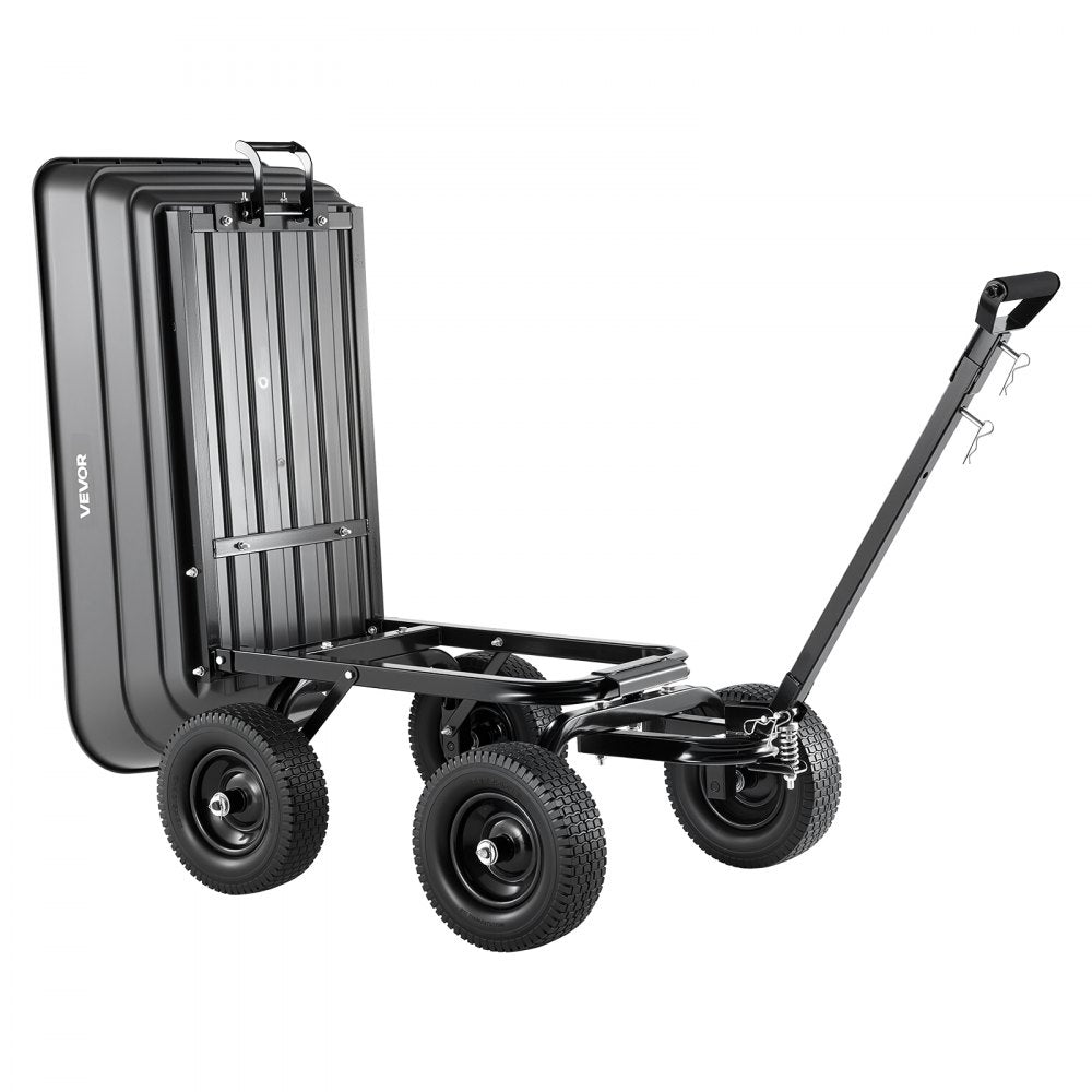 VEVOR Garden Dump Cart, 1200 lbs Poly Dump Cart, 7 Cu. Ft. Garden Carts Dumps Wagon with 2-in-1 Convertible Handle, 90° Quick-Dumps Mechanism, 180° Swivel Wheels, Yard Wagon for Plants, Soil, Crops
