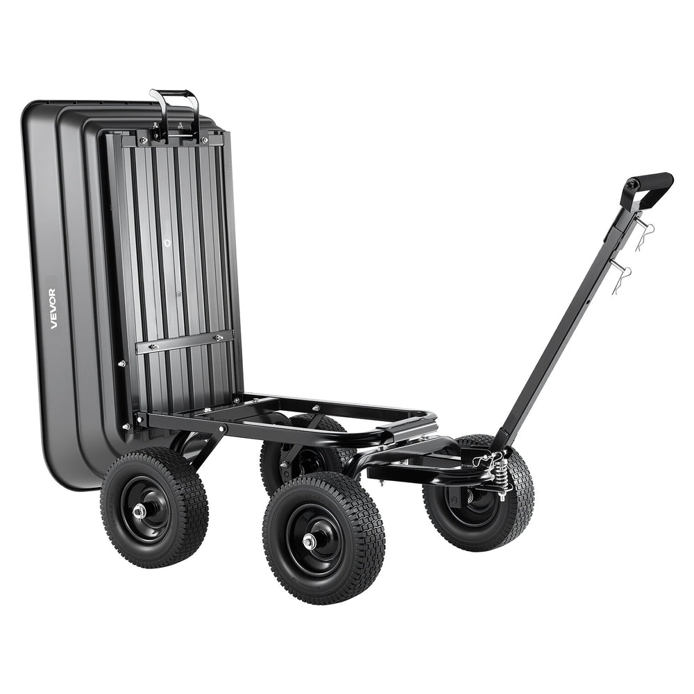VEVOR Garden Dump Cart, 1200 lbs Poly Dump Cart, 7 Cu. Ft. Garden Carts Dumps Wagon with 2-in-1 Convertible Handle, 90° Quick-Dumps Mechanism, 180° Swivel Wheels, Yard Wagon for Plants, Soil, Crops