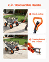 2-in-1 convertible handle for hand pulling and tractor towing