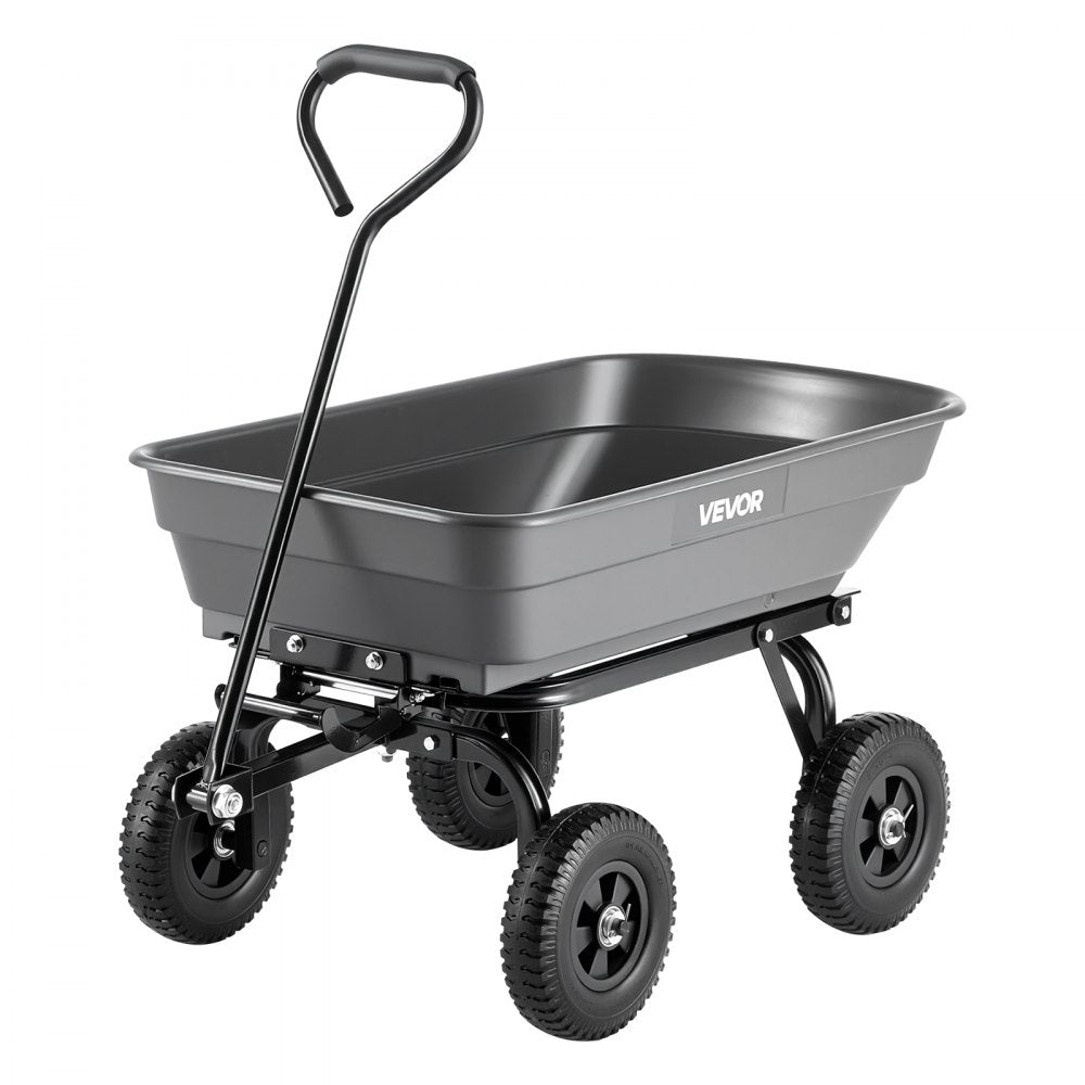VEVOR Garden Dump Cart, 400 lbs Poly Dump Cart, Garden Carts Dumps Wagon with 90° Quick-Dumps Mechanism, 180° Swivel Wheels, 270° Flexible Rotating Bearings, Yard Wagon for Plants, Soil, Crops