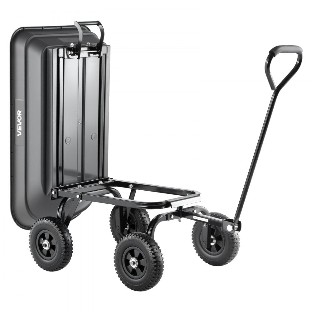 VEVOR Garden Dump Cart, 400 lbs Poly Dump Cart, Garden Carts Dumps Wagon with 90° Quick-Dumps Mechanism, 180° Swivel Wheels, 270° Flexible Rotating Bearings, Yard Wagon for Plants, Soil, Crops