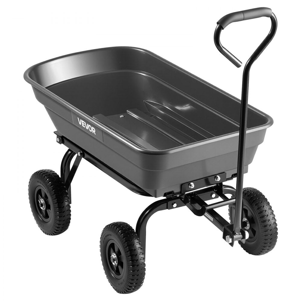 VEVOR Garden Dump Cart, 400 lbs Poly Dump Cart, Garden Carts Dumps Wagon with 90° Quick-Dumps Mechanism, 180° Swivel Wheels, 270° Flexible Rotating Bearings, Yard Wagon for Plants, Soil, Crops