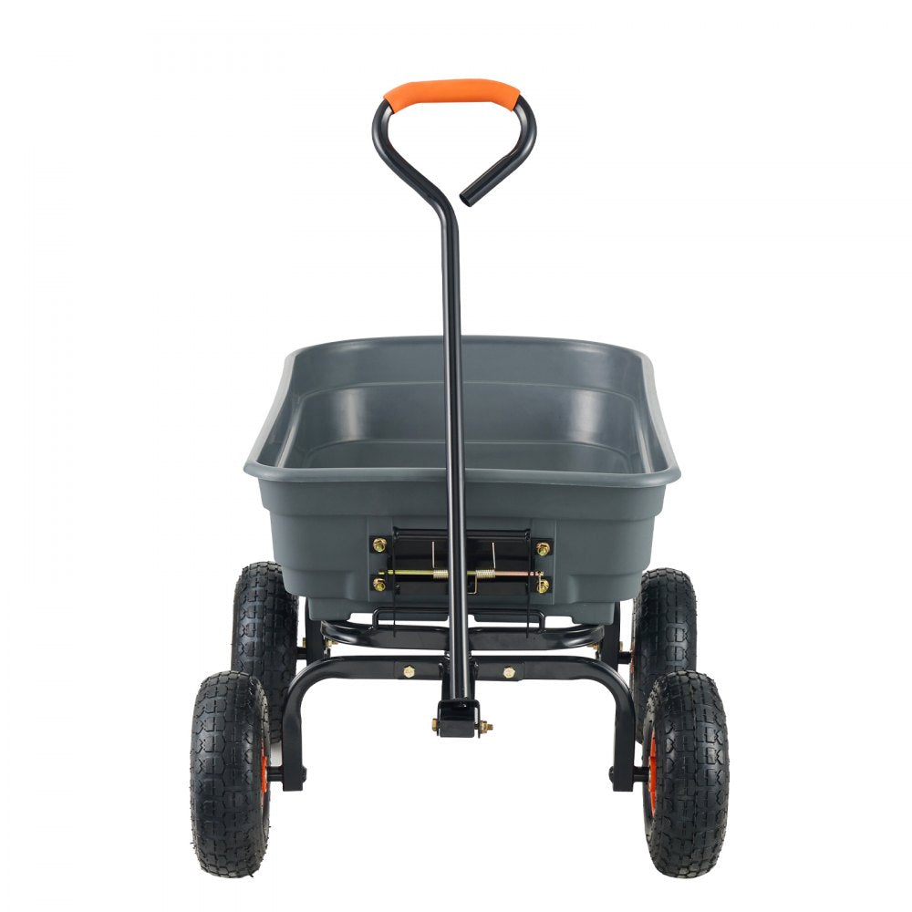 VEVOR Garden Cart, Durable Poly Dump Cart with Simple Assembly Steel Framework, Versatile Dump Cart with Dual-Function Handle, Handy Wheelbarrow with 600 lbs Load Capacity, 10 inch Wheels